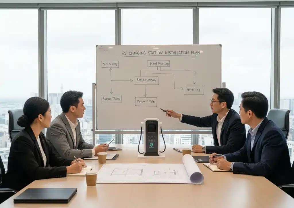 จัดมติการประชุมและขออนุญาตก่อนติดตั้ง ev charger สำหรับคอนโด