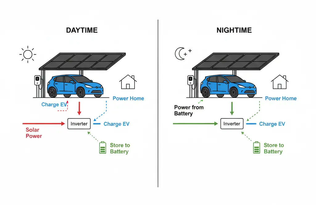 ระบบ solar carport ทำงานอย่างไร
